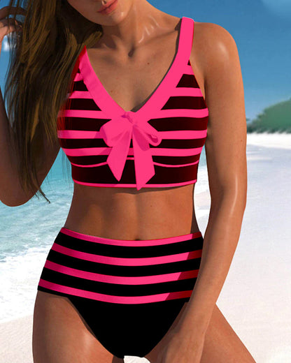 Keyla™ | Bikini taille haute rayé
