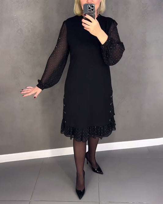 Gisèle™ | Robe élégante à manches longues et à pois