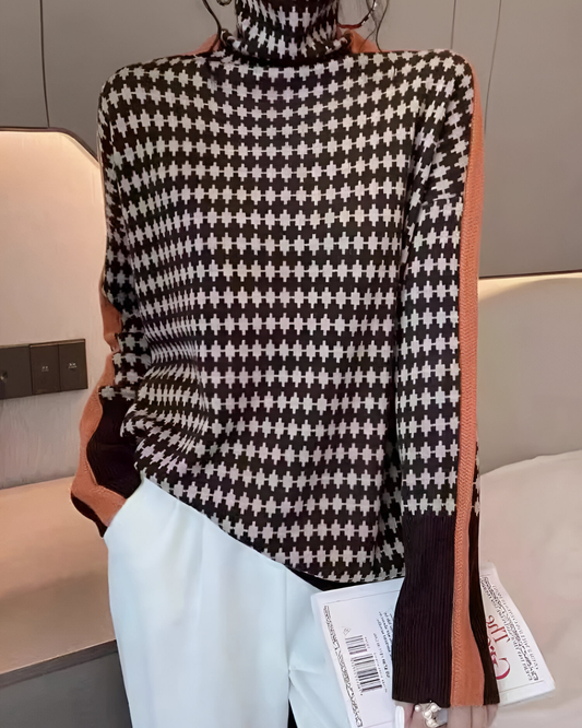 Vera™ | Pull à col montant et motif en diamant