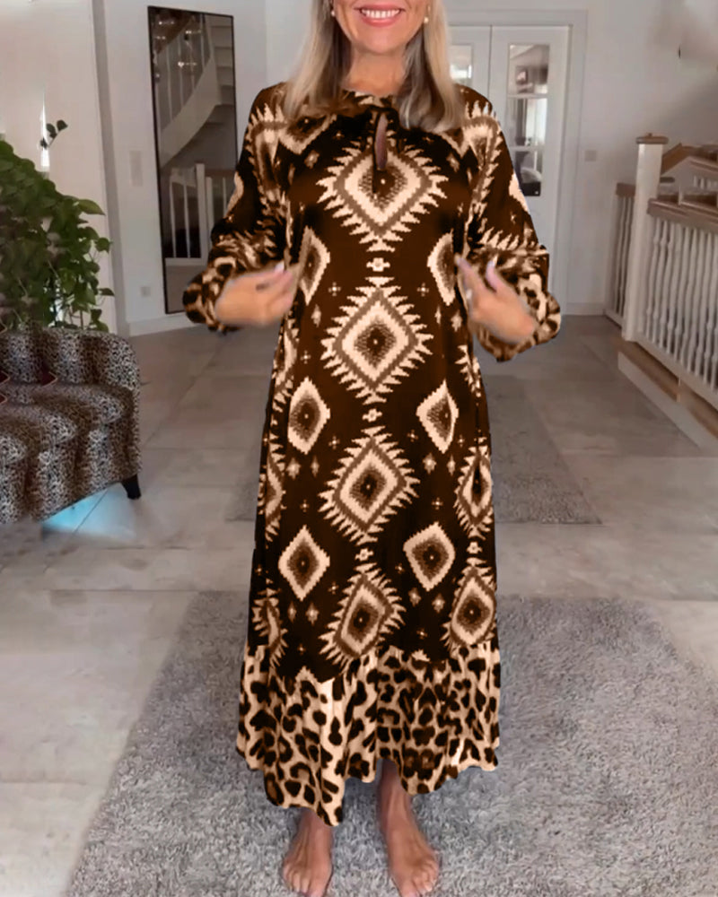 Frederique™ | Robe à manches longues avec imprimé géométrique