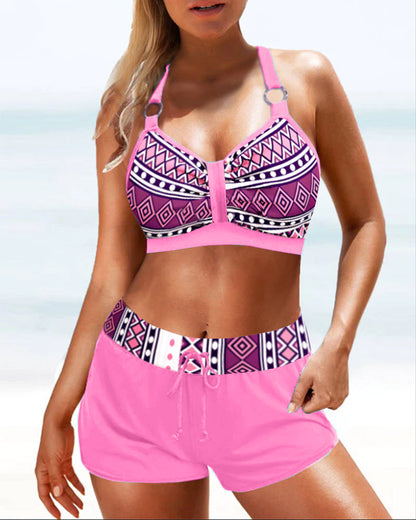 Keyla™ | Bikini taille haute avec imprimé géométrique