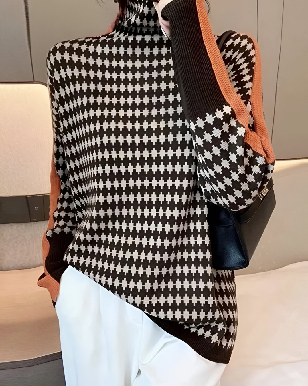 Vera™ | Pull à col montant et motif en diamant