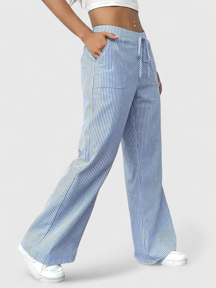 Nicole™ | Pantalon large rayé