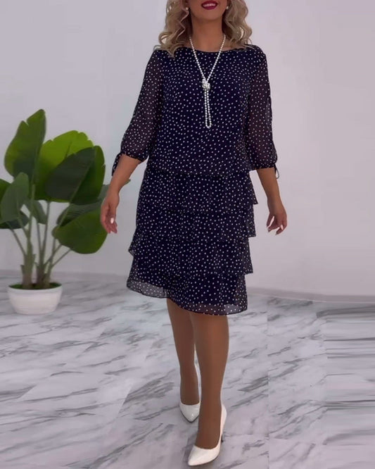 Vérène™ | Robe à Pois Élégante et Superposée