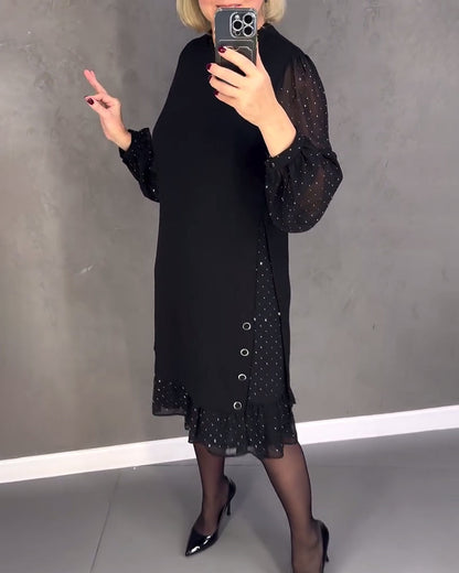 Gisèle™ | Robe élégante à manches longues et à pois