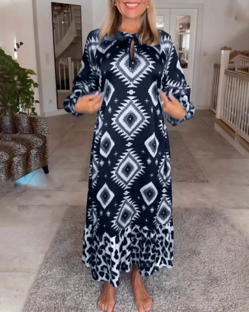 Frederique™ | Robe à manches longues avec imprimé géométrique