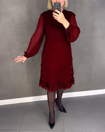Gisèle™ | Robe élégante à manches longues et à pois