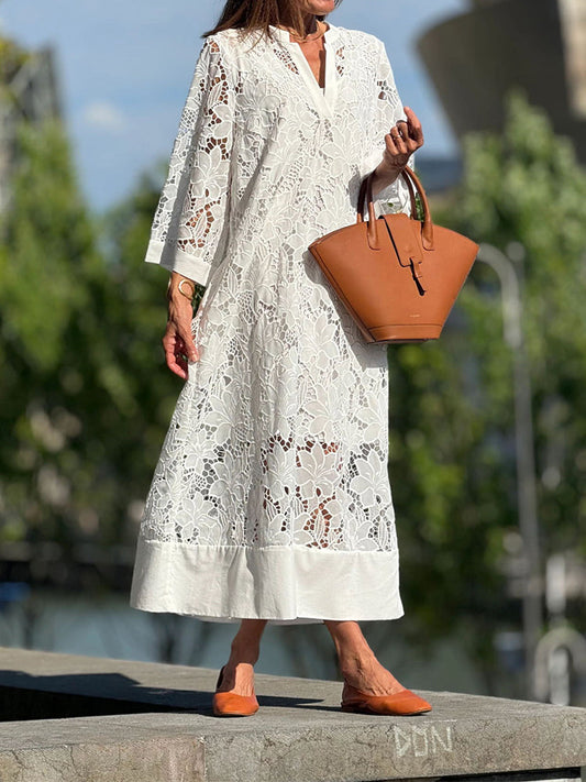 Véronique™ | Robe Midi Élégante à Broderie