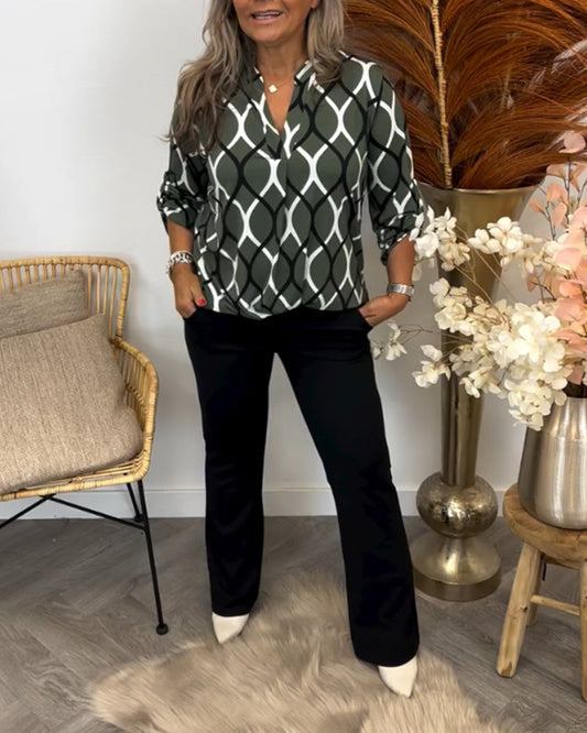 Margaux™ | Blouse Décontractée avec Motif Chic