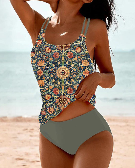 Laluna™ | Tankini imprimé à double bande