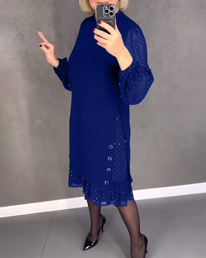 Gisèle™ | Robe élégante à manches longues et à pois