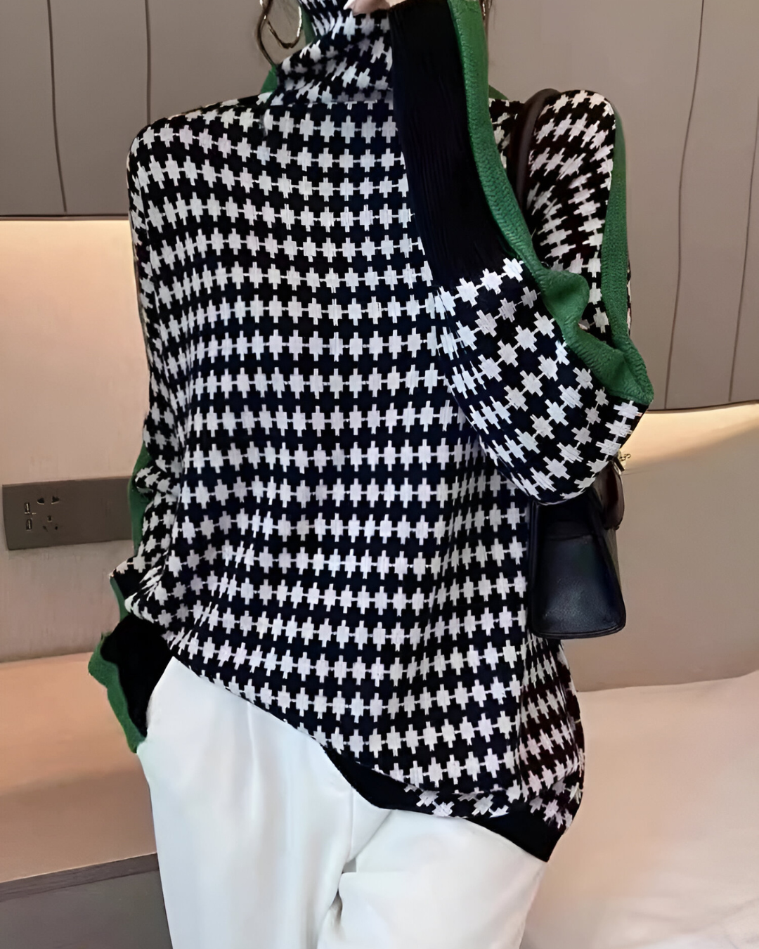 Vera™ | Pull à col montant et motif en diamant