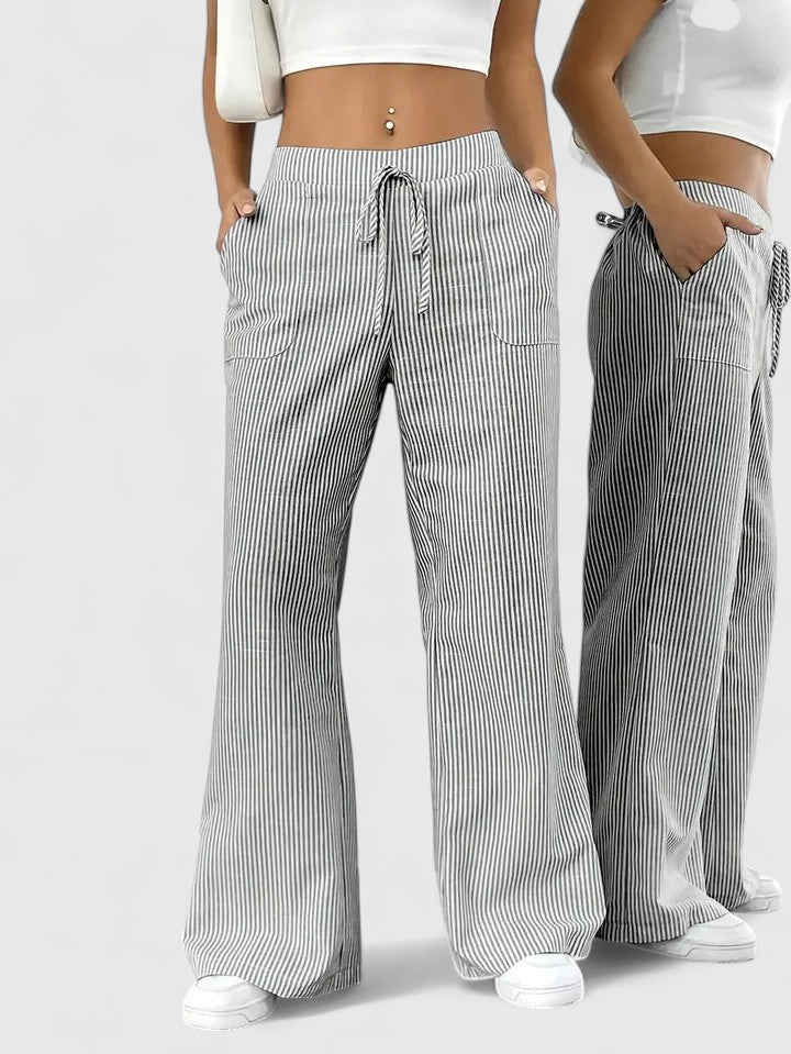 Nicole™ | Pantalon large rayé