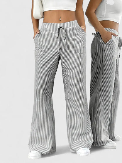 Nicole™ | Pantalon large rayé