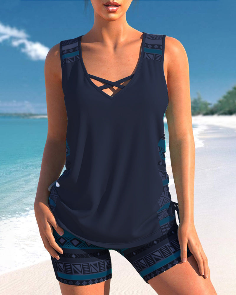 Lulu™ | Tankini avec imprimé géométrique et décolleté en V