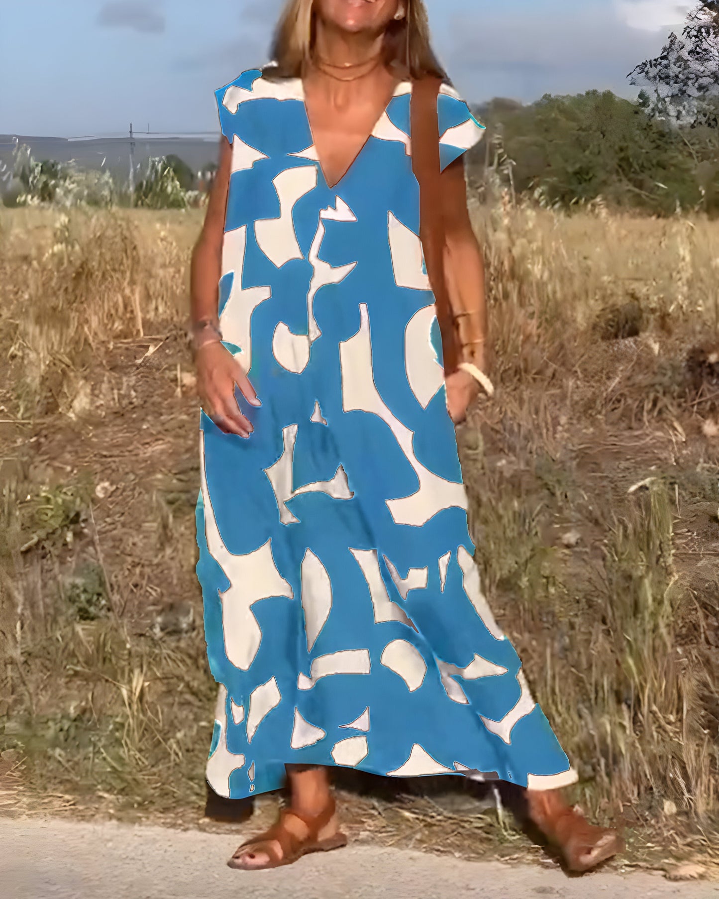 Jacqueline™ | Robe à Imprimé et Décolleté en V
