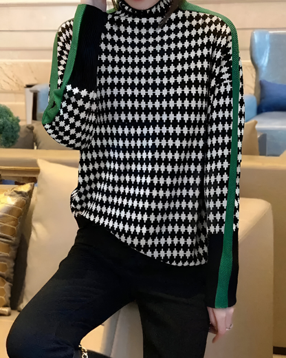 Vera™ | Pull à col montant et motif en diamant