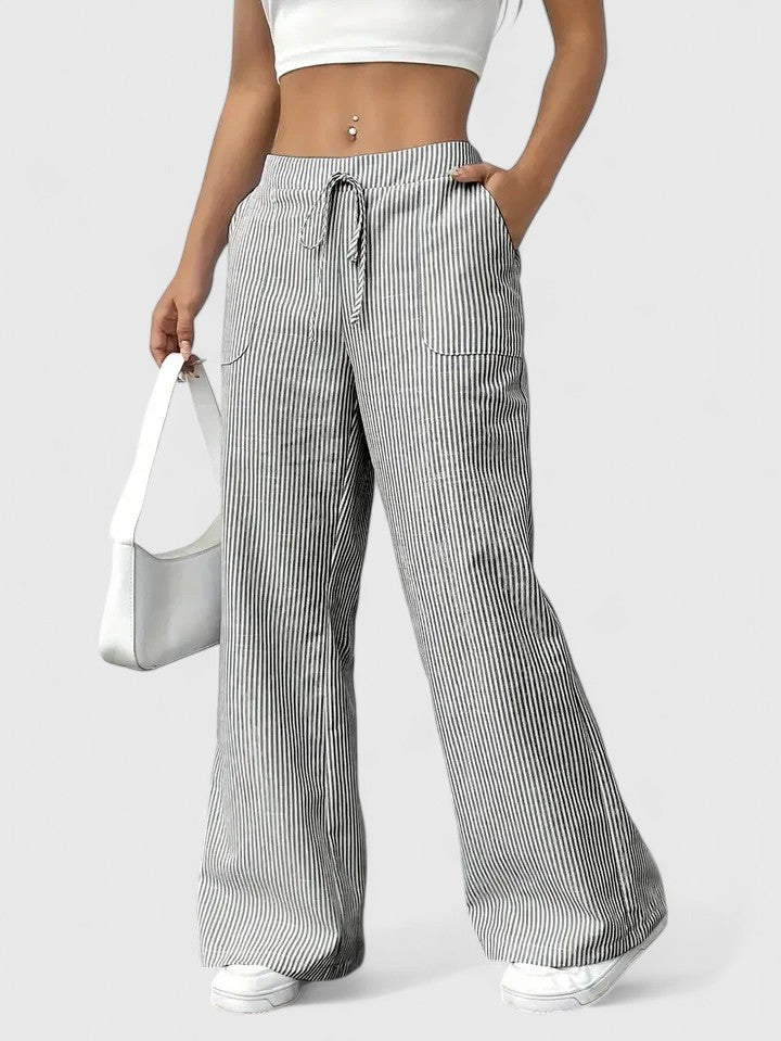 Nicole™ | Pantalon large rayé