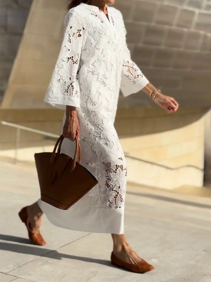 Véronique™ | Robe Midi Élégante à Broderie