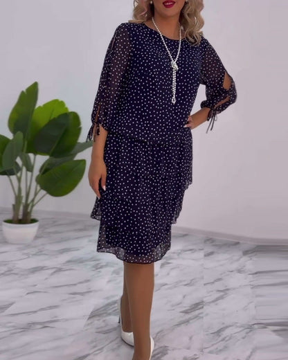 Vérène™ | Robe à Pois Élégante et Superposée