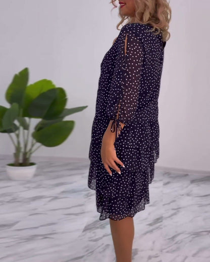 Vérène™ | Robe à Pois Élégante et Superposée