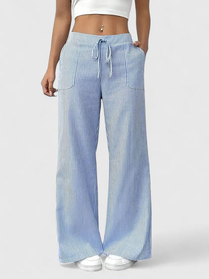 Nicole™ | Pantalon large rayé