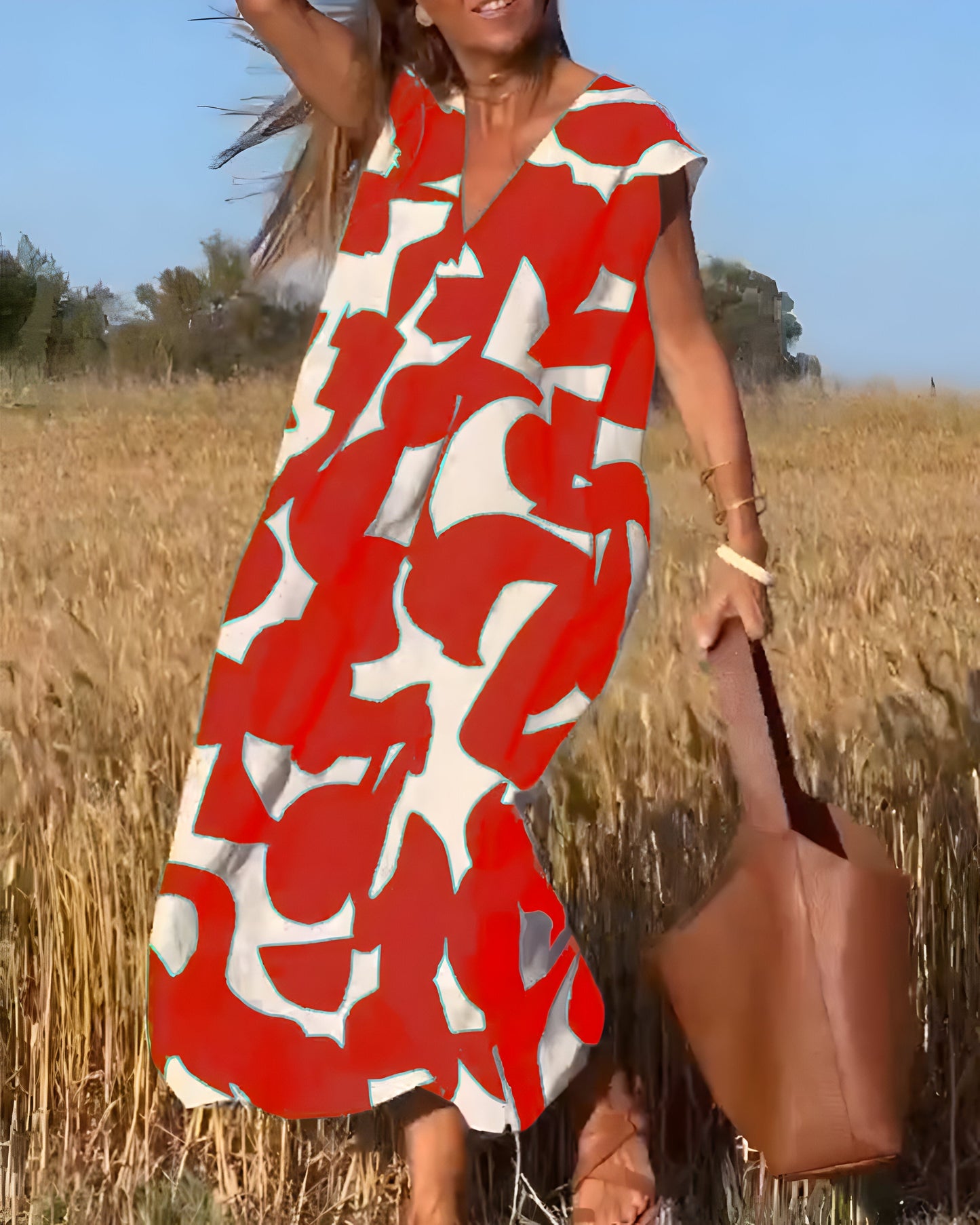 Jacqueline™ | Robe à Imprimé et Décolleté en V