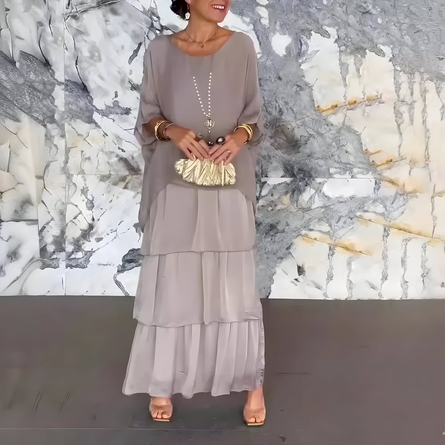 Monique™ | Robe en Chiffon avec Jupe en Cake