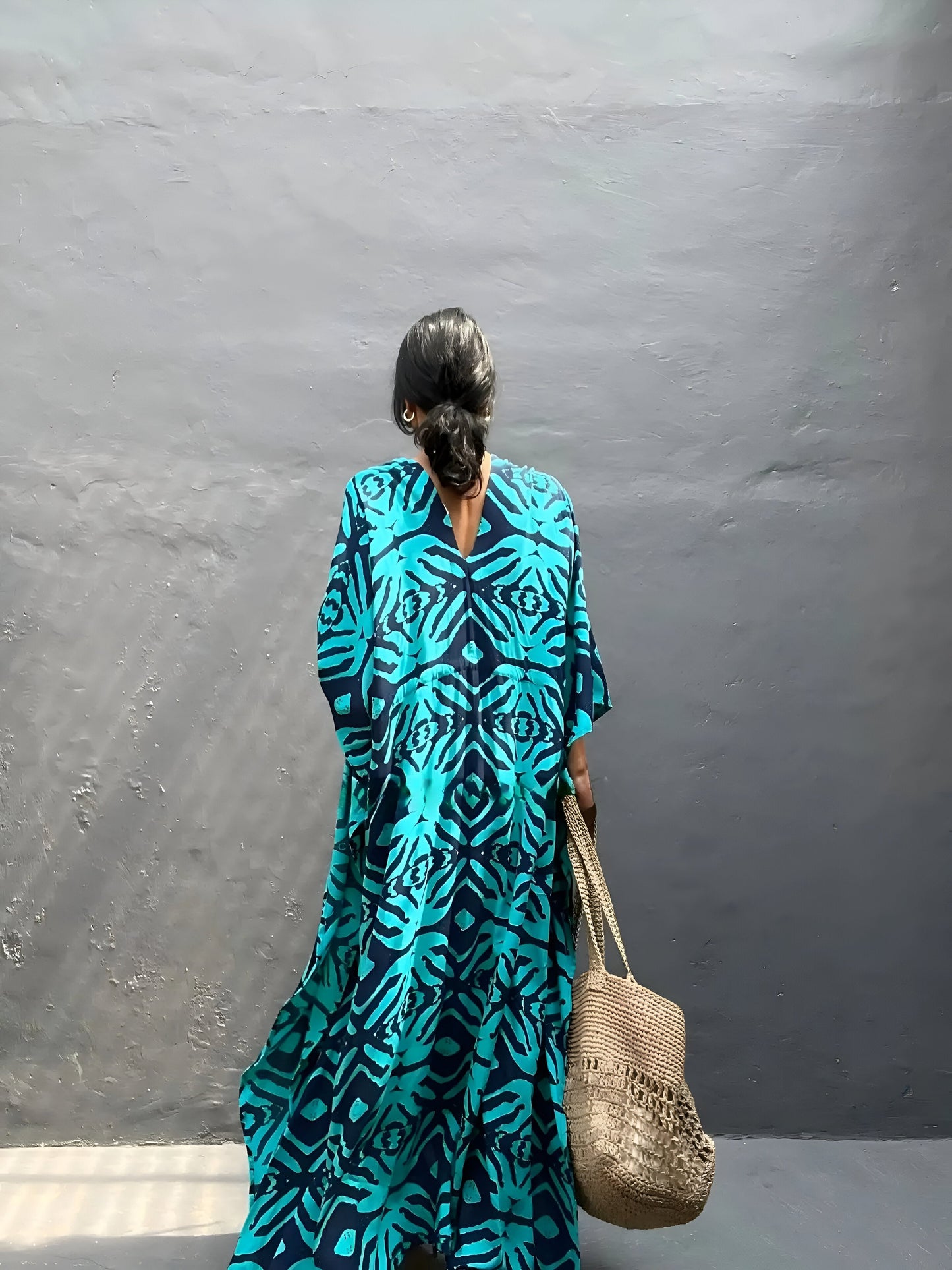 Nayla™ | Robe kaftan en coton avec col en V