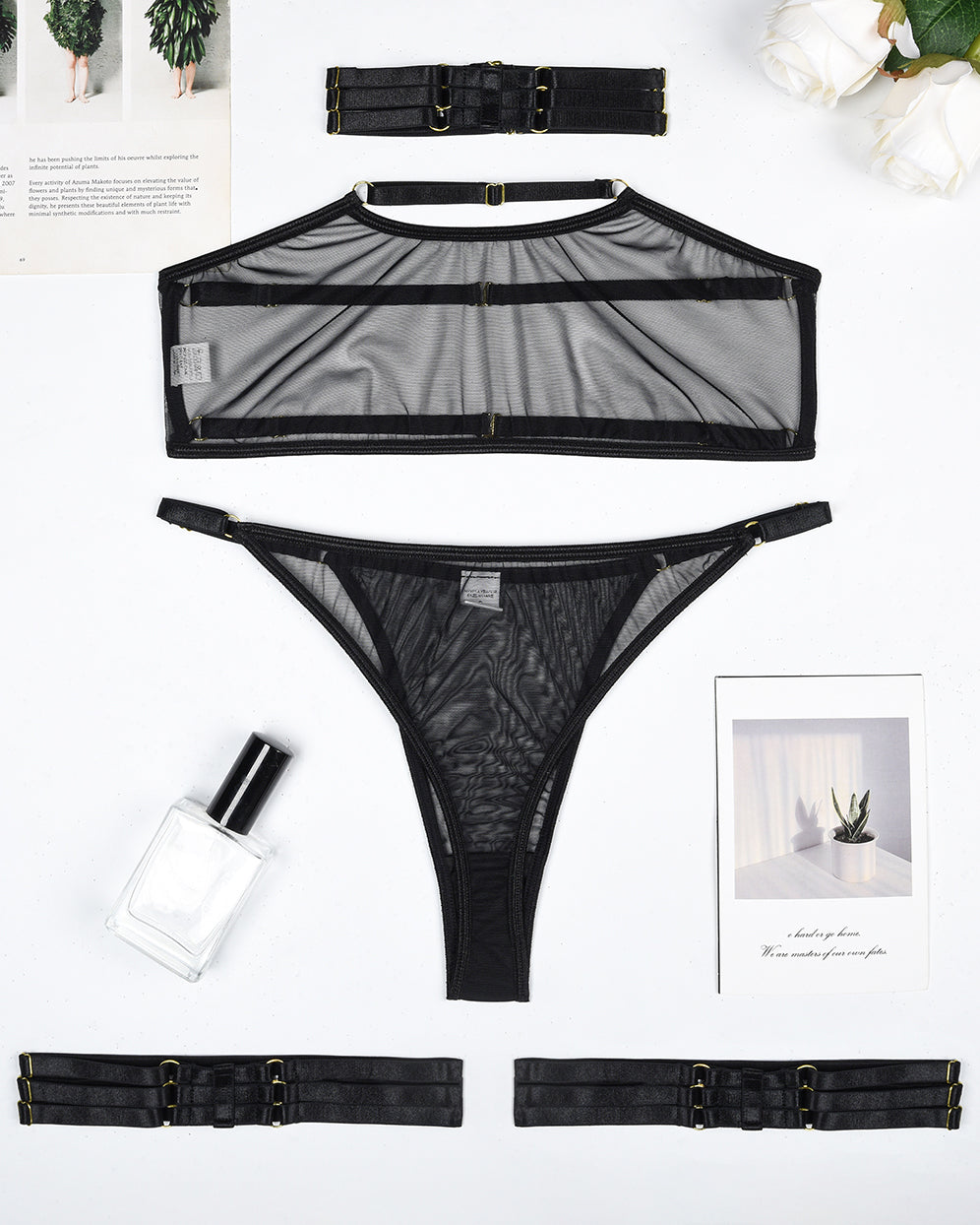 Eline™ | Ensemble de Lingerie en Mesh Transparent 4 Pièces