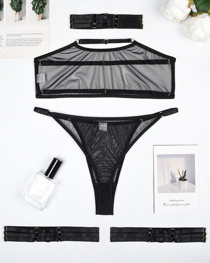 Eline™ | Ensemble de Lingerie en Mesh Transparent 4 Pièces