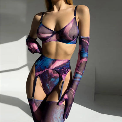 Amanda™ | Ensemble de lingerie tie-dye complet en 5 pièces