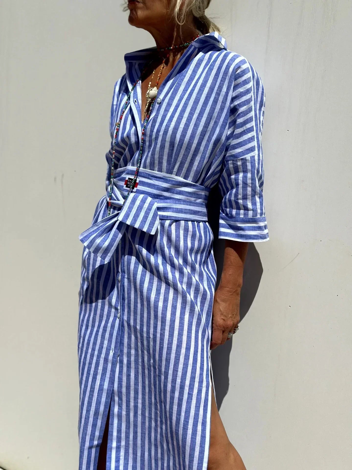 Héloïse™ | Élégante Robe Chemise à Rayures