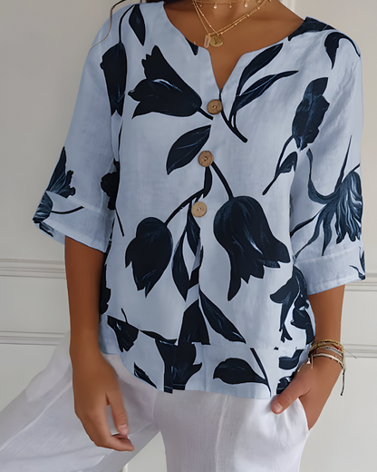 Léana™ | Blouse De Printemps à col en V
