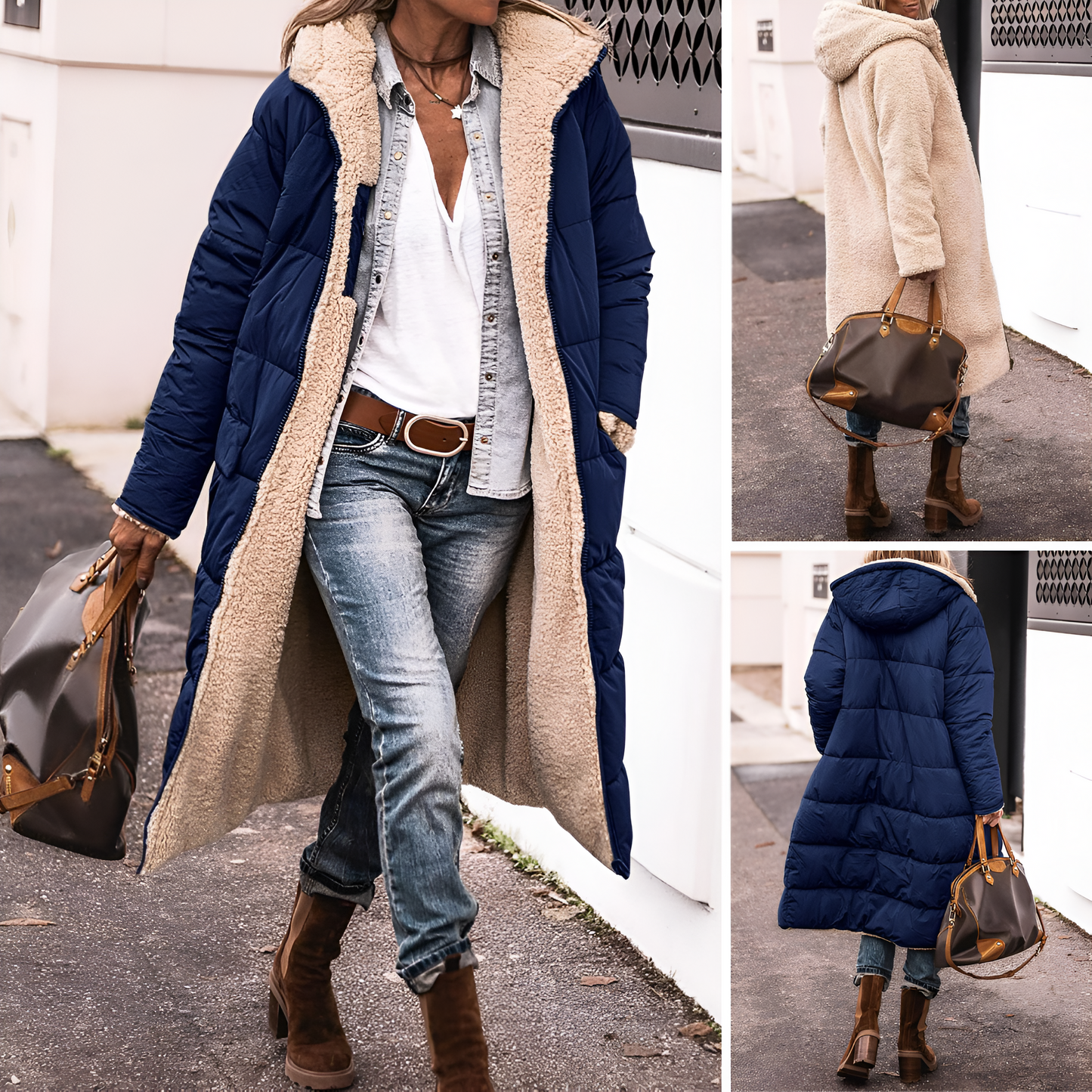 Isa™ | Manteau d’Hiver Réversible – Côté Teddy & Matelassé