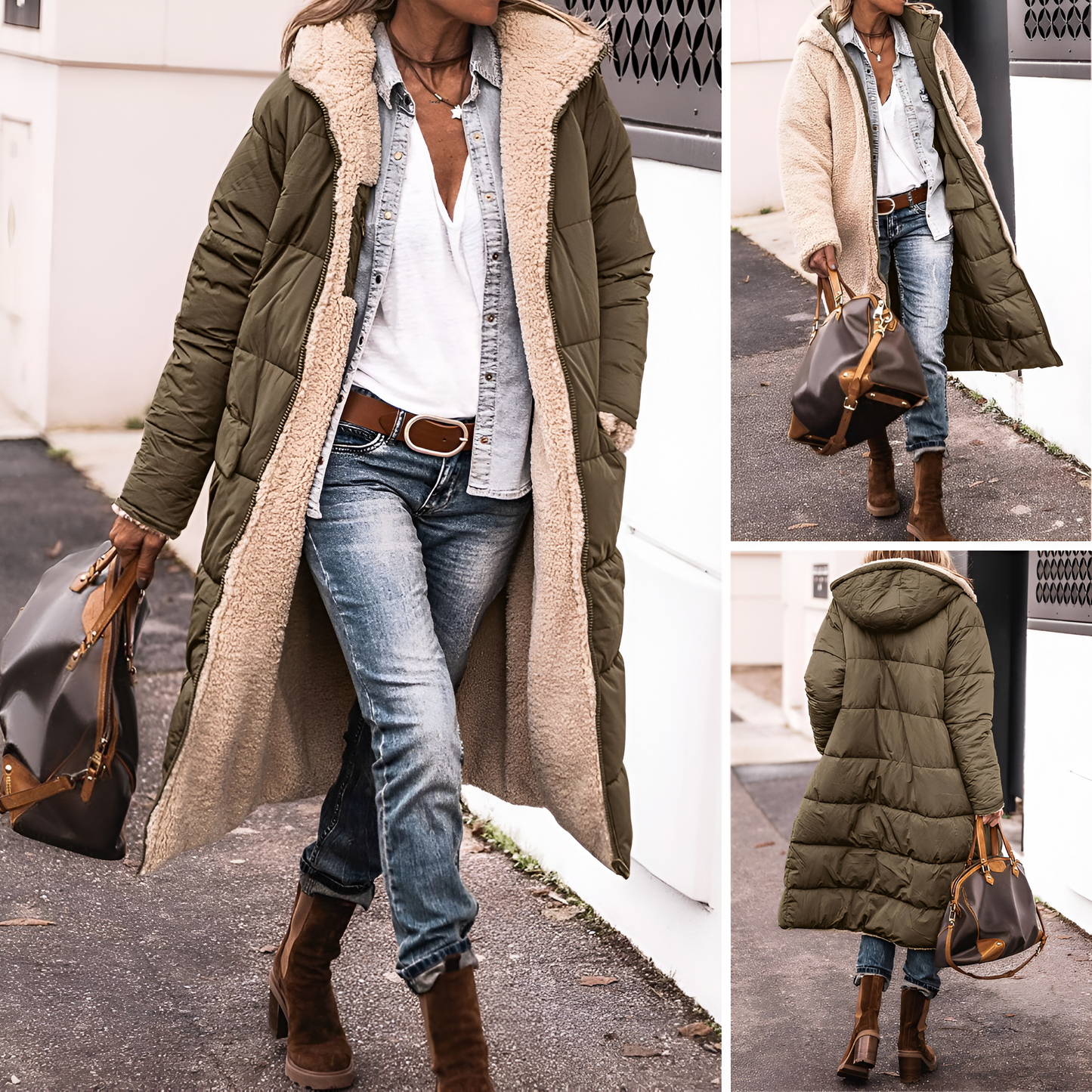 Isa™ | Manteau d’Hiver Réversible – Côté Teddy & Matelassé