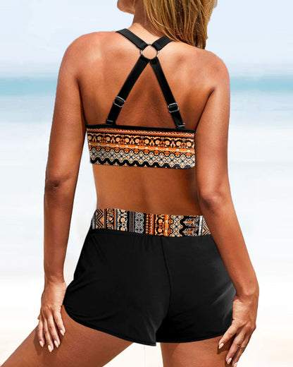 Lulu™ | Bikini taille haute avec imprimé géométrique