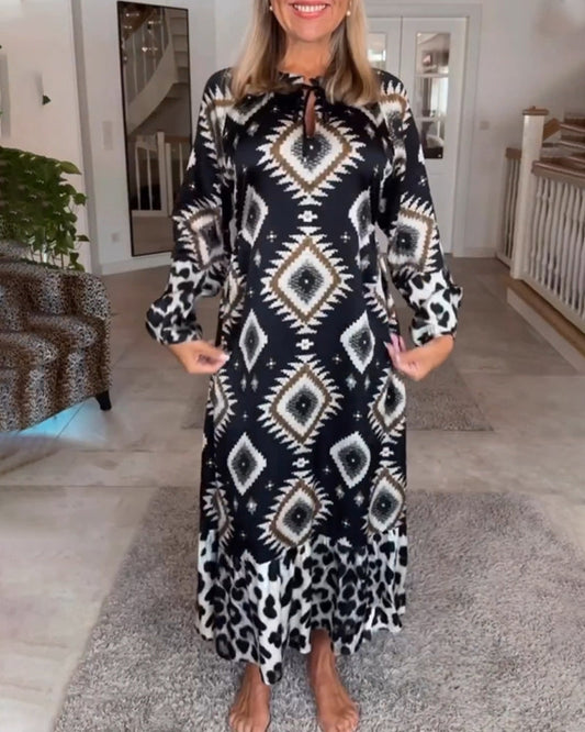 Frederique™ | Robe à manches longues avec imprimé géométrique