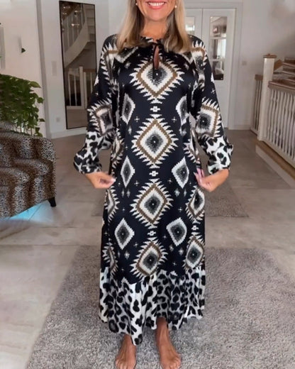 Frederique™ | Robe à manches longues avec imprimé géométrique