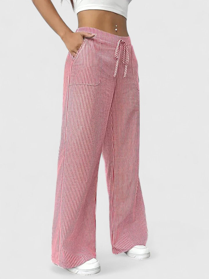 Nicole™ | Pantalon large rayé