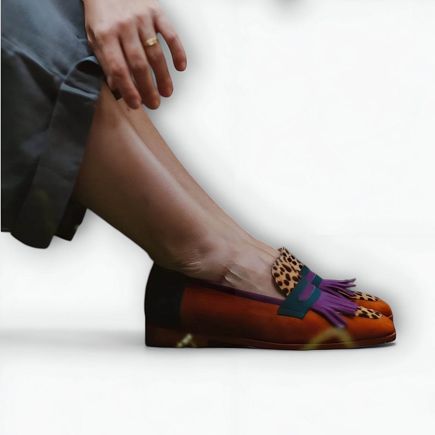 Amaya™ | Mocassins bruns avec imprimé léopard