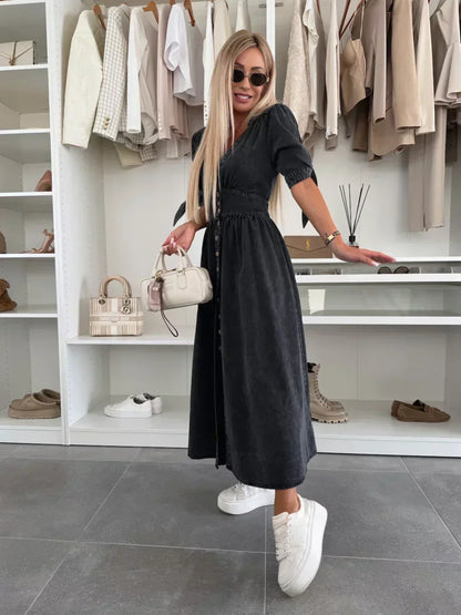 Amélie™ | Robe en coton denim scintillante