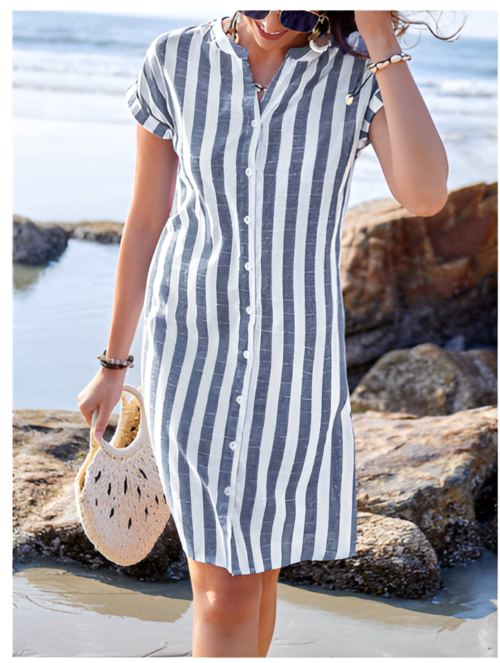 Marthe™ | Robe Chemise Rayée Élégante
