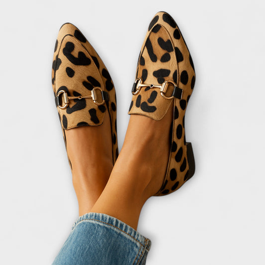 Noelia™ | Mocassins avec Détail Métallique & Imprimé Animal