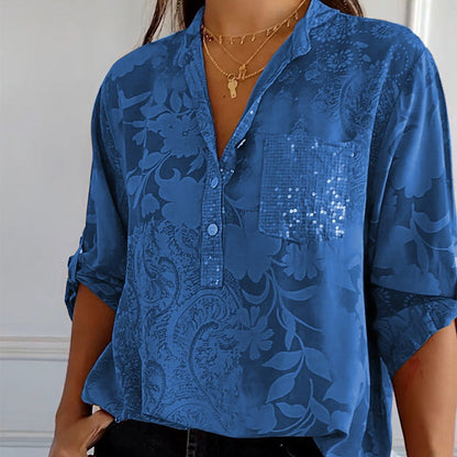 Carla™  | Blouse Imprimée à Manches Roulables