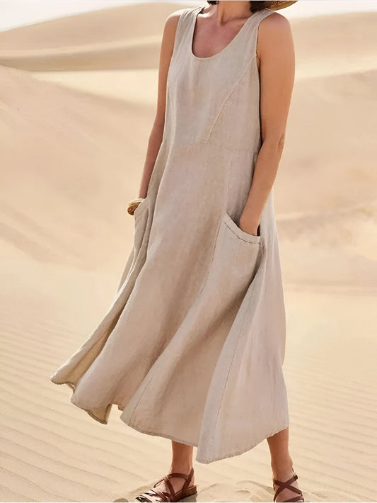 Isaline™ | Robe d'été en Coton-Lin avec Poches