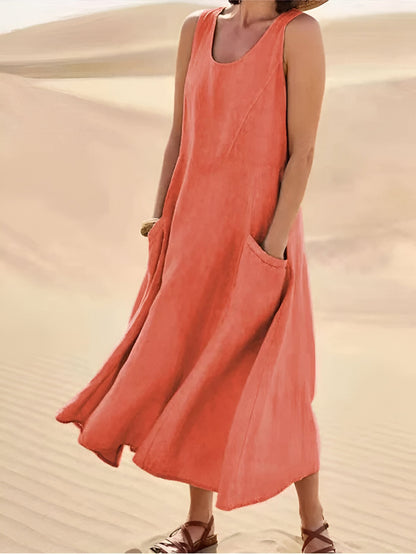 Isaline™ | Robe d'été en Coton-Lin avec Poches