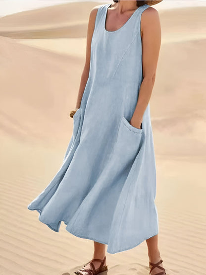 Isaline™ | Robe d'été en Coton-Lin avec Poches