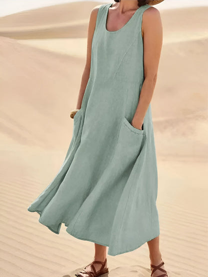 Isaline™ | Robe d'été en Coton-Lin avec Poches