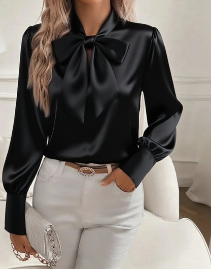 Lucia™ | Blouse Satinée avec Détail Nœud de Luxe